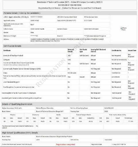 MP BE Counselling 2022 Dates Counselling Process Seat Allotment