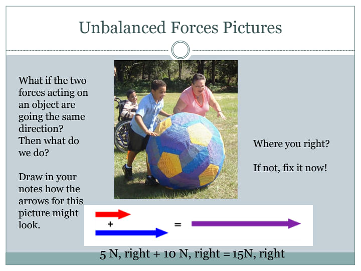 examples of unbalanced forces acting on an object