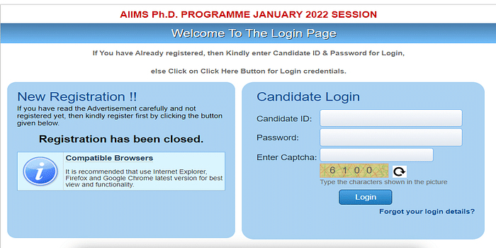 aiims phd admission 2022