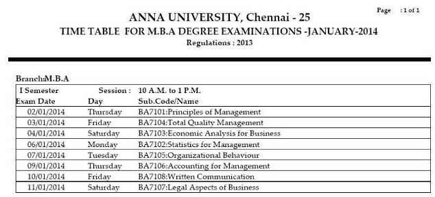 Anna University Time Table 2022 Released annauniv.edu Check UG