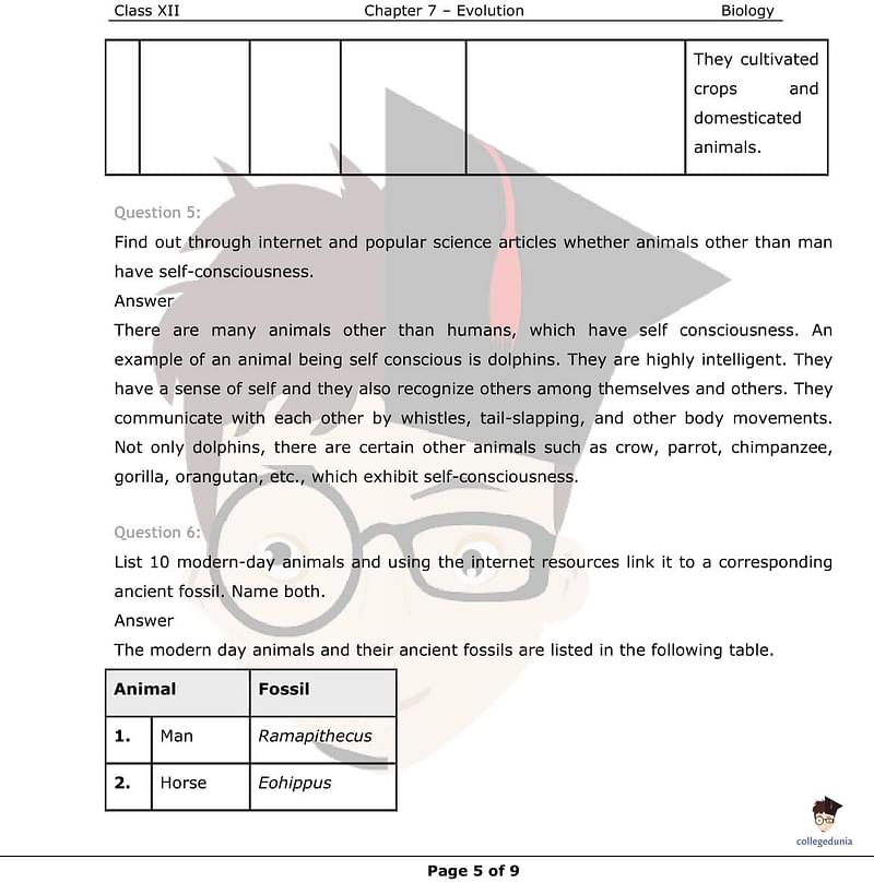 NCERT Solutions Class 12 Biology Chapter 7 - Evolution