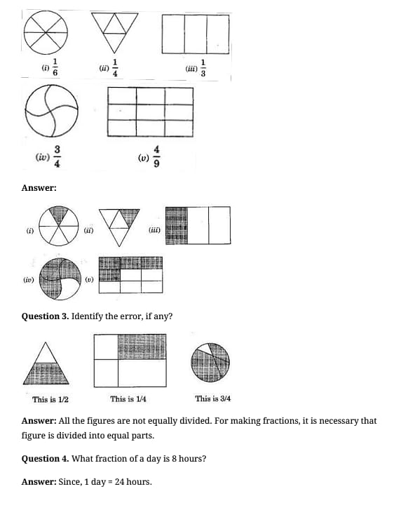 NCERT Solutions for Class 6 Maths Chapter 7 Fractions