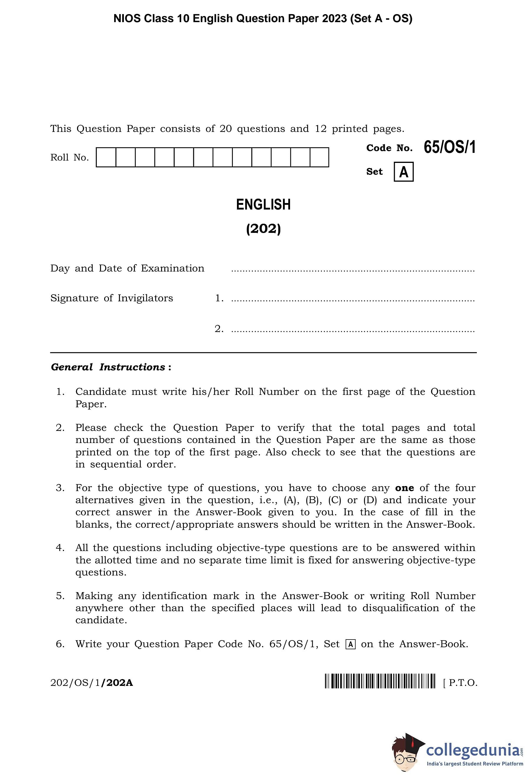 nios english assignment 2023 class 10