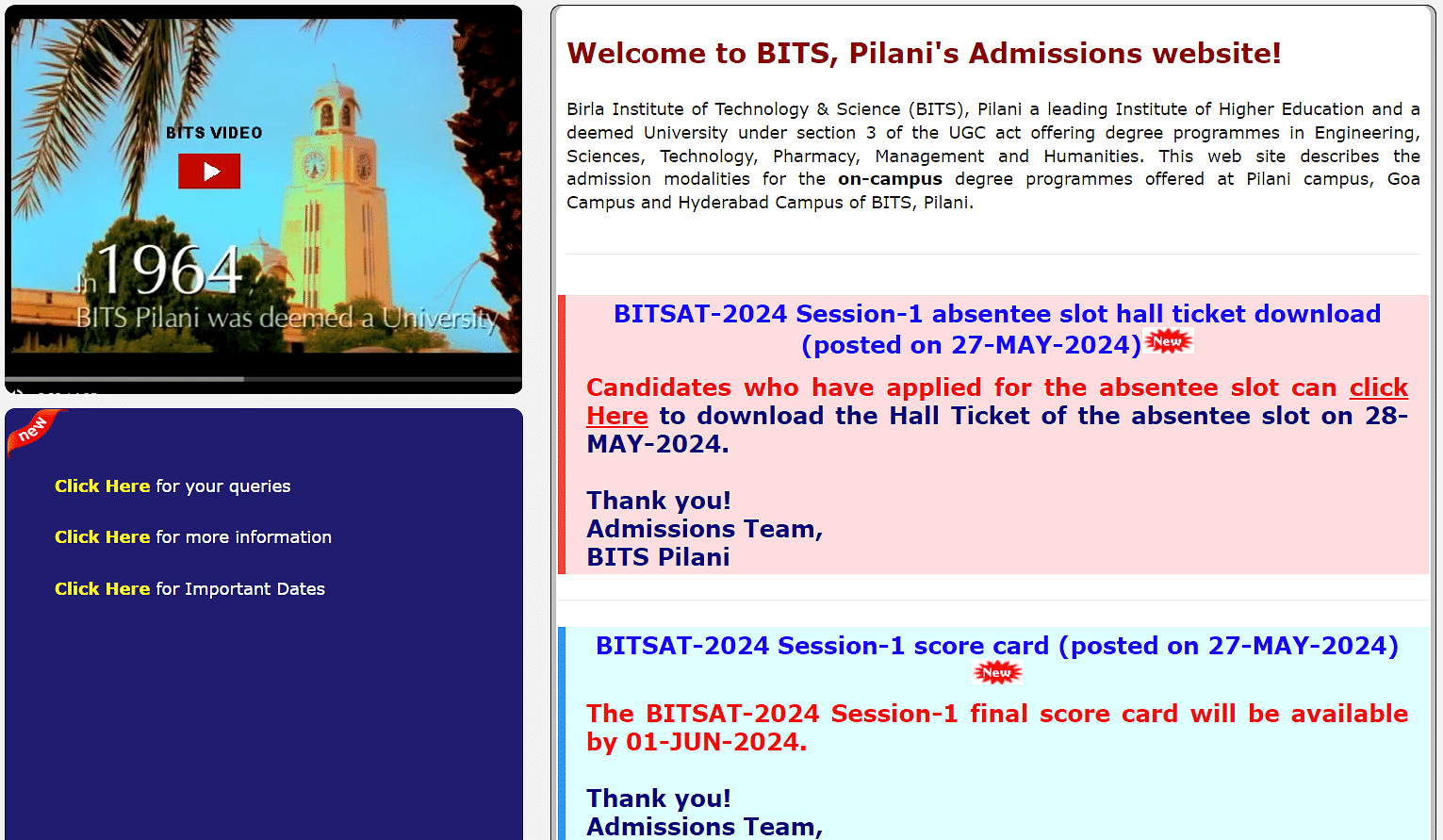 BITSAT 2024 Session 1 Absentee Slot Hall Ticket Out; Get Download Link Here