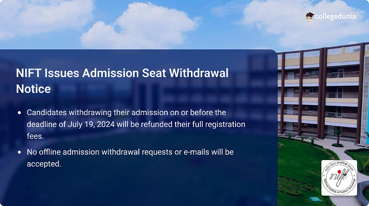 NIFT Admission 2024 Withdrawal Application Open