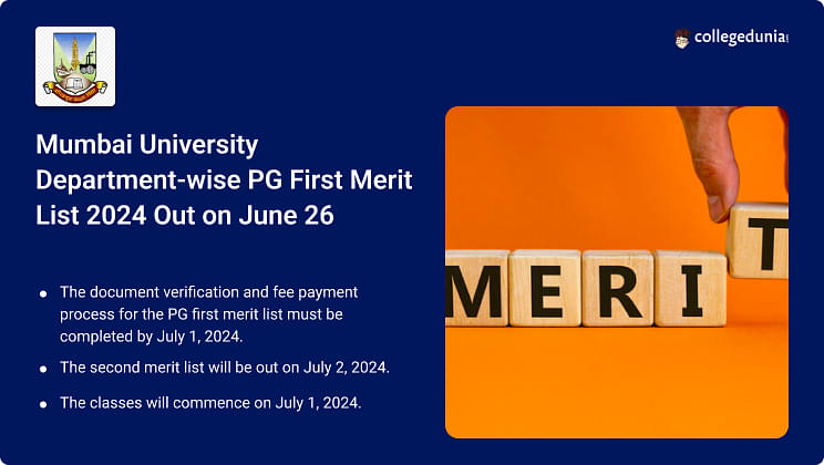 Mumbai University Department-wise PG First Merit List 2024 Out on June 26