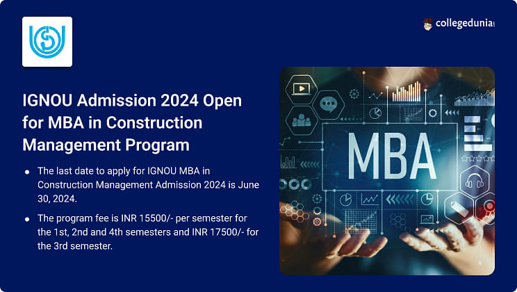 IGNOU Admission 2024 Open for MBA in Construction Management Program