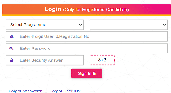 UPCATET Login window