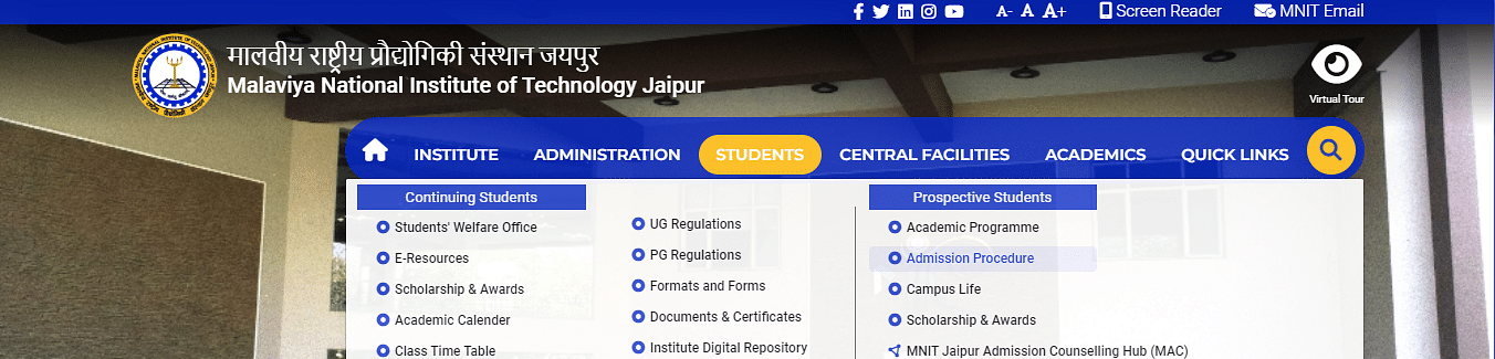 MNIT Jaipur MBA application process