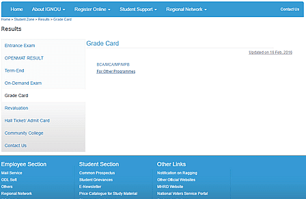 Check IGNOU BEd Grade Card