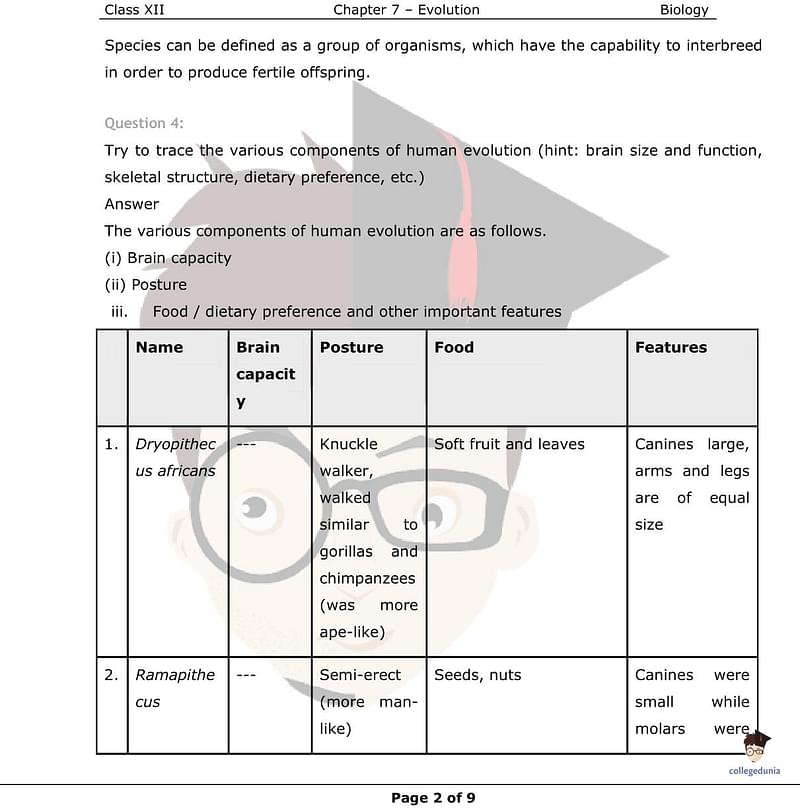 NCERT Solutions Class 12 Biology Chapter 7 - Evolution