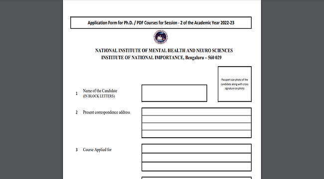 NIMHANS PhD Admission 2022 Open Last Date to Apply is October 22