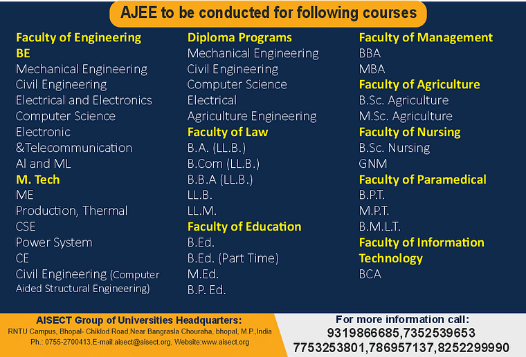 AISECT Group of Universities Announces Exam Dates for AISECT Joint ...