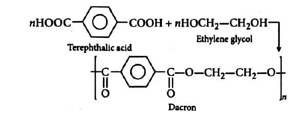 Dacron is continuous filament yarn used in curtains, dress fabrics and  pressure fire hoses. The reaction for preparing dacron is by the  combination of which of the following ?