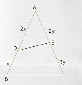 triangle ABC,  AD : BD = 2 : 1 and AE : CE = 2 : 3.