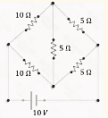 In the given circuit, find electric current drawn from battery