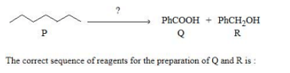 The correct sequence of reagents for the preparation of Q and R is: