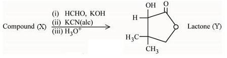 Compound ( X ) undergoes following sequence of reactions to give the Lactone ( Y ).