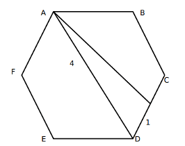 Suppose the length of each side of a regular hexagon ABCDEF is 2 cm.