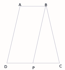 The sides AB and CD of a trapezium ABCD are parallel, with AB being the smaller side