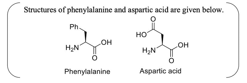 Aspartame, an artificial sweetener, is a dipeptide aspartyl phenylalanine methyl ester.