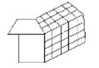 Which of the given options represents the front view of the given 3-D figure of a house? 