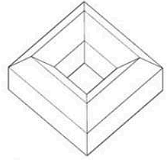 Identify the correct TOP view for the given 3D form