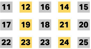 The given number set is a set of numbers starting from 11 up to 25