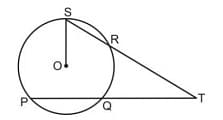 PT and ST are two secants. If O is the centre of the circle and PQ = 2QT = 8 cm, OS = 5 cm