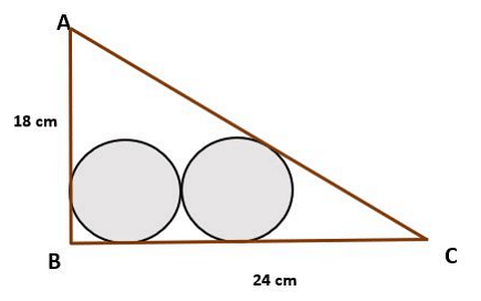 If AB = 18 cm and BC = 24 cm, then find the value of r.